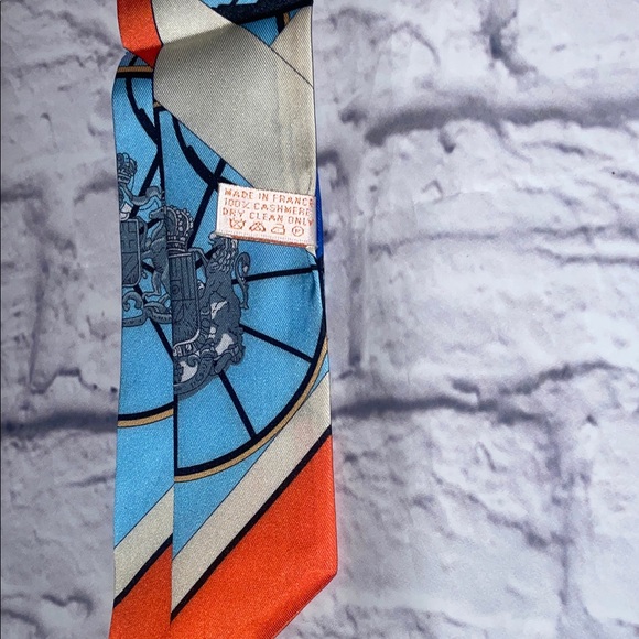 Hermes Blue and orange cashmere Scarf - Picture 4 of 5